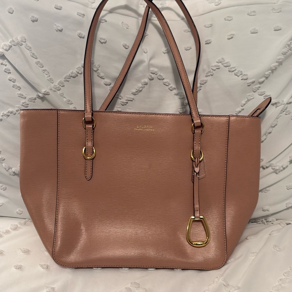 Ralph Lauren small tote. Pale pink. Leather.